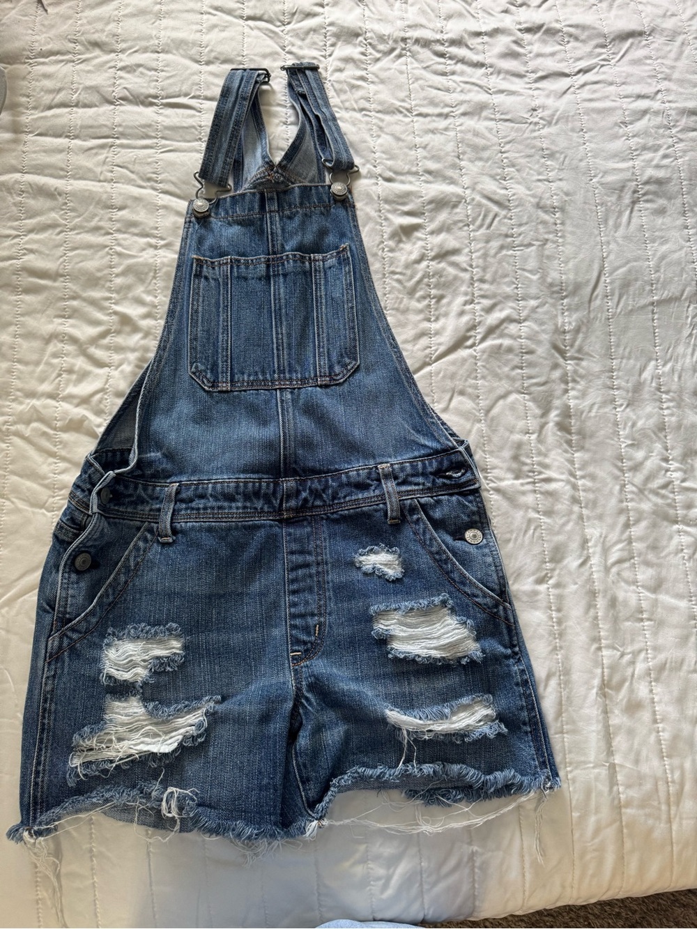 American Eagle Outfitters Light Blue Denim Shortalls